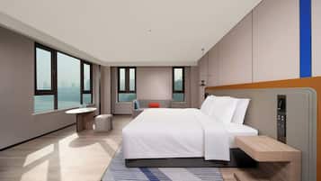1 King Suite River View | Premium bedding, down duvets, desk, laptop workspace