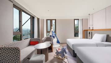 1 King and 1 Double Standard River View | Premium bedding, down comforters, desk, laptop workspace