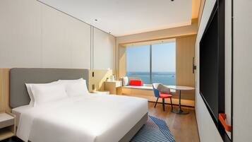 Down duvets, desk, blackout curtains, free cots/infant beds