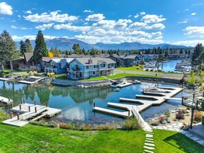 Guests can enjoy serene lake views and access to the water from the dock.