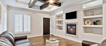 It features cozy furnishings, modern amenities, and a warm, homey atmosphere.