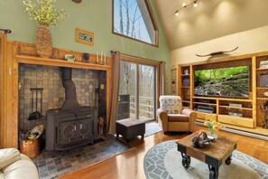 Televisión, chimenea, oficina