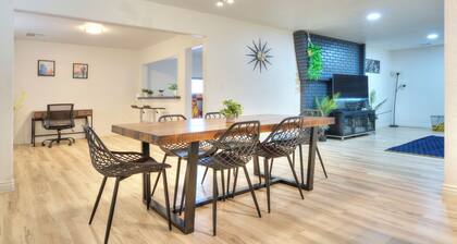 Modern retreat with games room in central location!