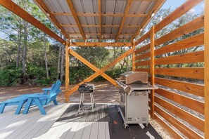 Terrace/patio - Our Serenity Now: Private Pickleball & Private Pool: Coastal Ft Morgan Retreat (Gulf Shores)