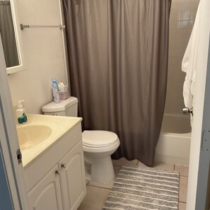 Haartrockner, Handtücher, Seife, Toilettenpapier