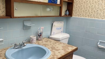 Sèche-cheveux, serviettes fournies, savon, papier toilette
