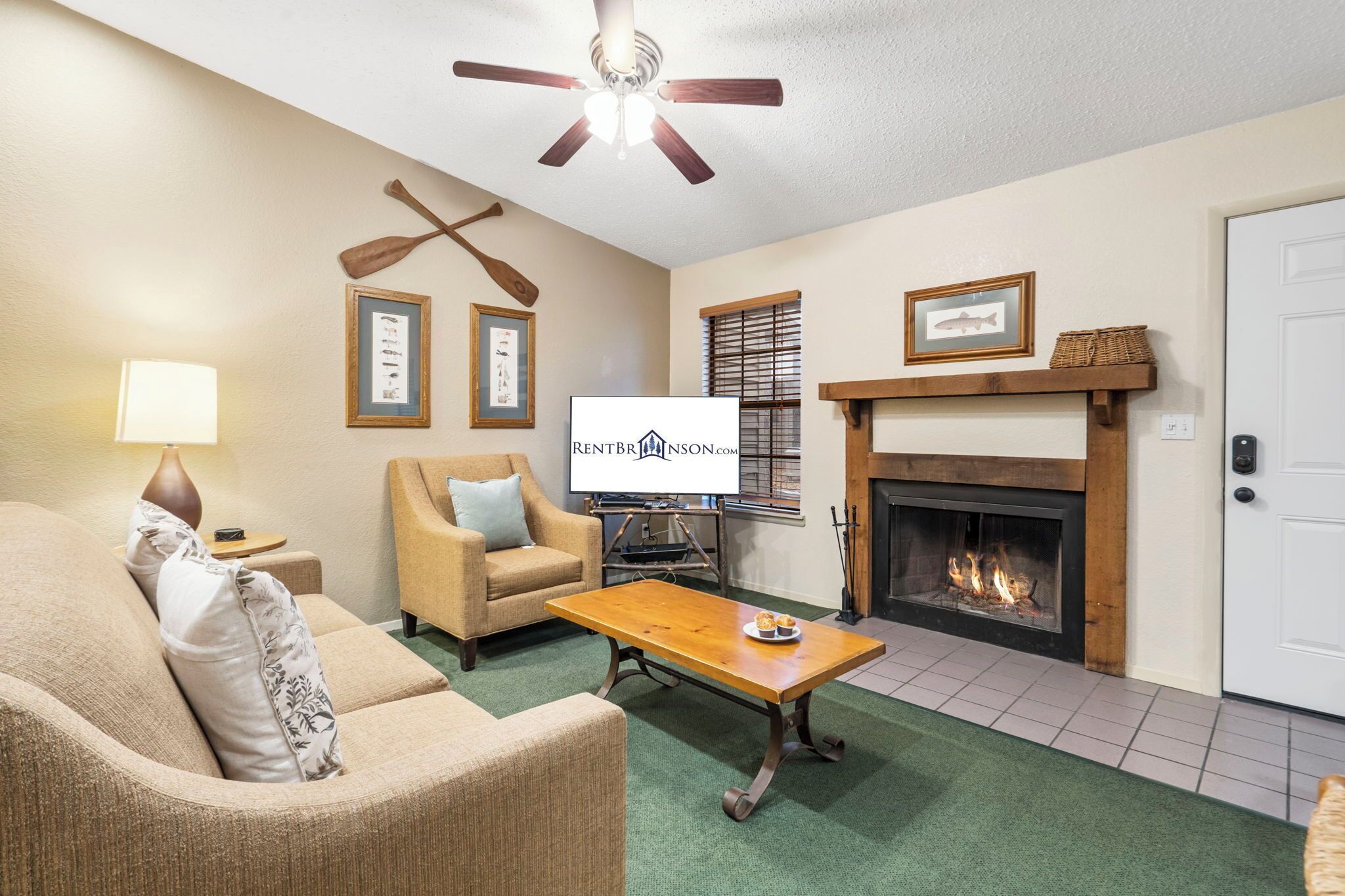 Smart TV, fireplace