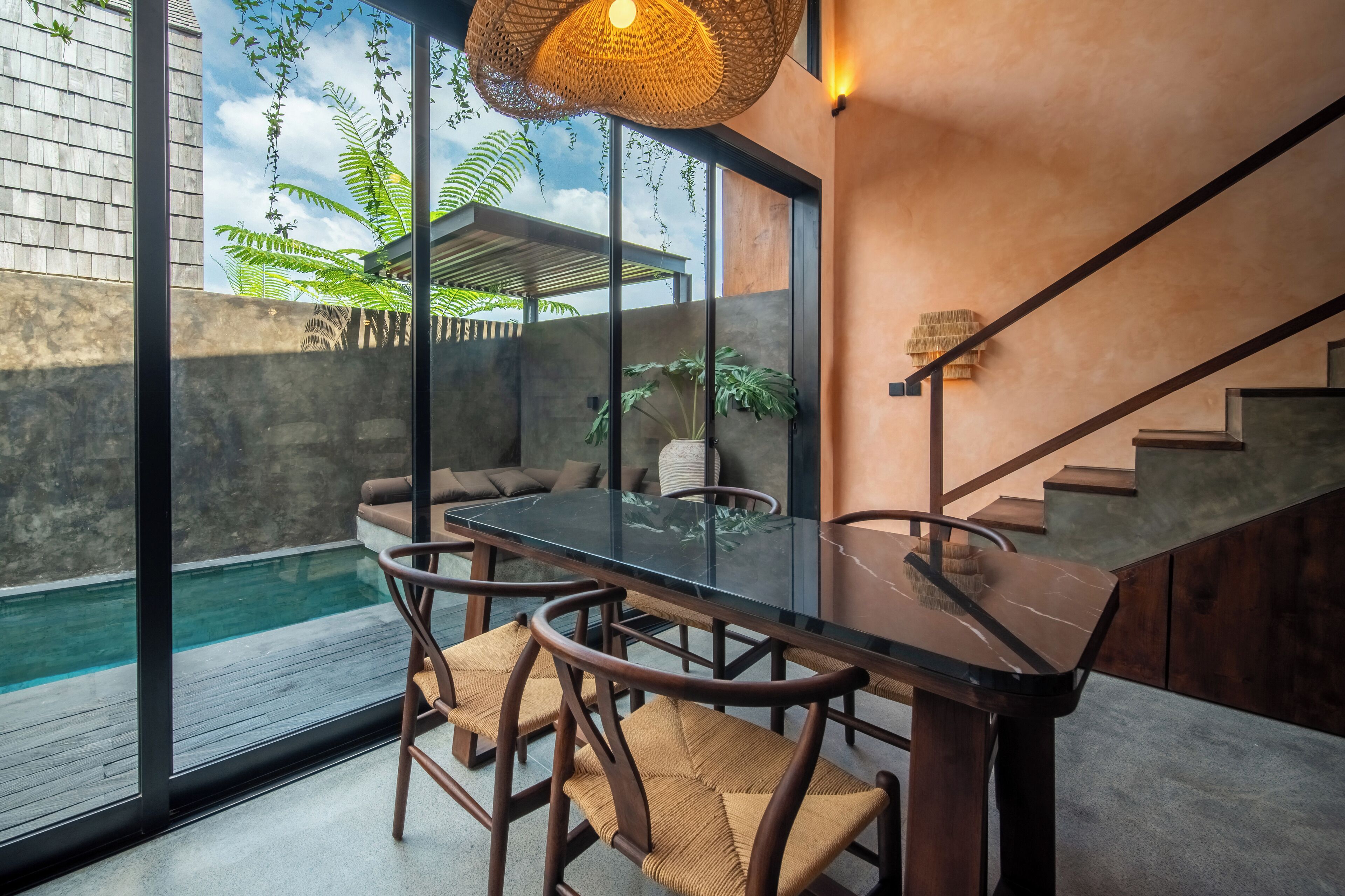 Villa Deluxe - 1 sovrum - privat pool - utsikt mot poolen | Matsal