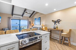 Fridge, microwave, oven, stovetop - Shores of Maui 215 - Dramatic Ocean Views, Steps to the Beach, Renovated, AC! (Kihei)