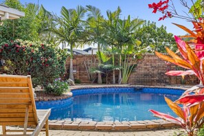 Pool - Boomerang Retro 70s Family Home -Waterfront & Pool (Bundall)