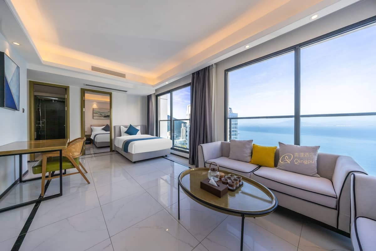 Premier studio suite, 2 slaapkamers, uitzicht op zee | Gratis wifi