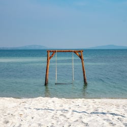 On the beach, white sand, snorkelling, beach volleyball