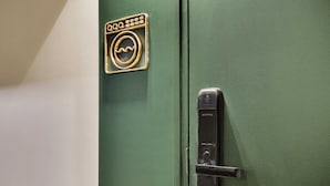 A green door with a keyhole and a lock. - Modern "green Suites" Residence - Meudon/valizy (Meudon)
