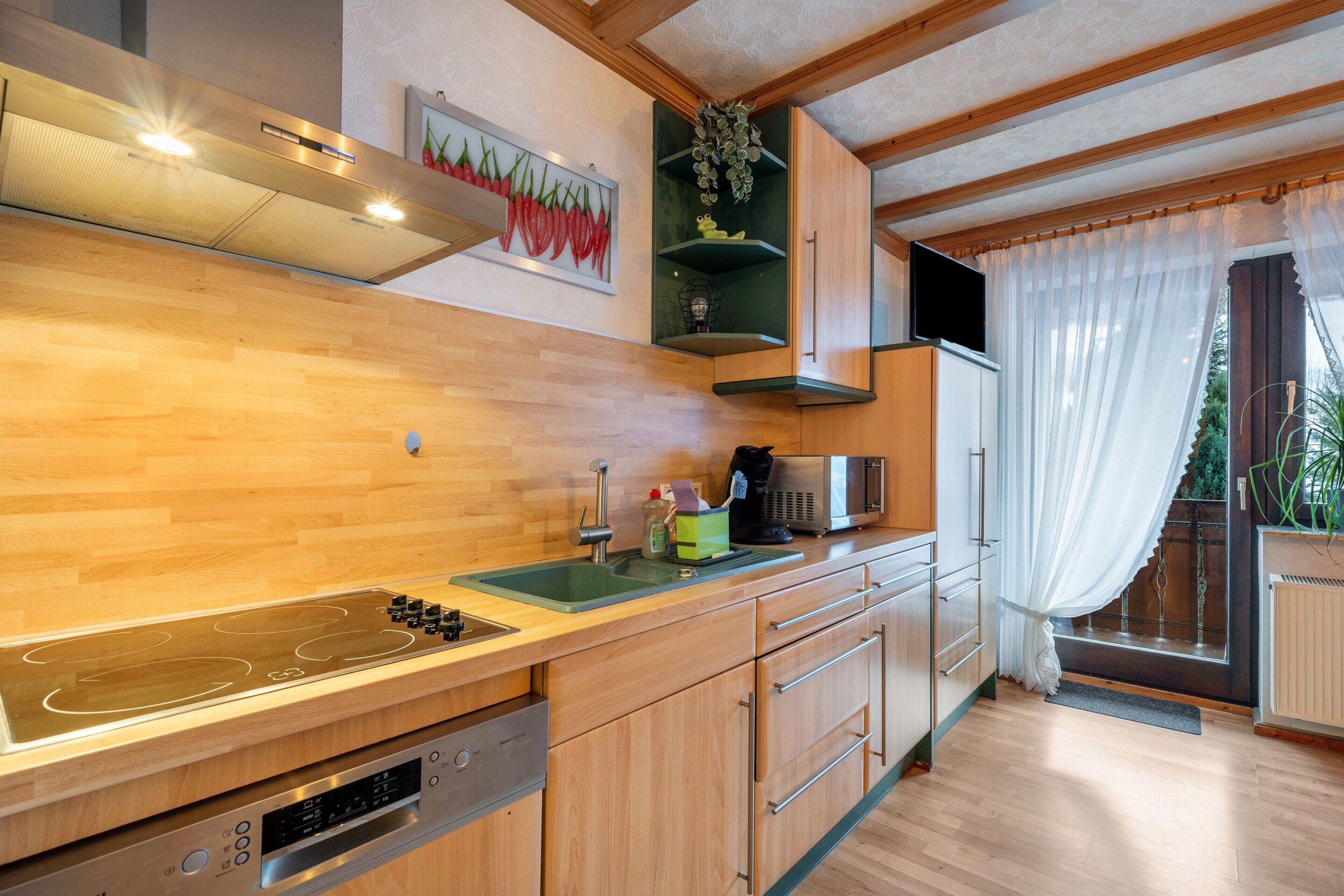 Kühlschrank, Mikrowelle, Herdplatte, Geschirrspüler