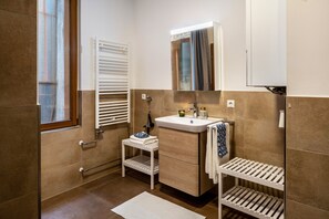 Shower, hair dryer, towels - Holiday Apartment 'Gasthaus Zum Kranz' – Small Dogs Welcome! (Freiburg im Breisgau)
