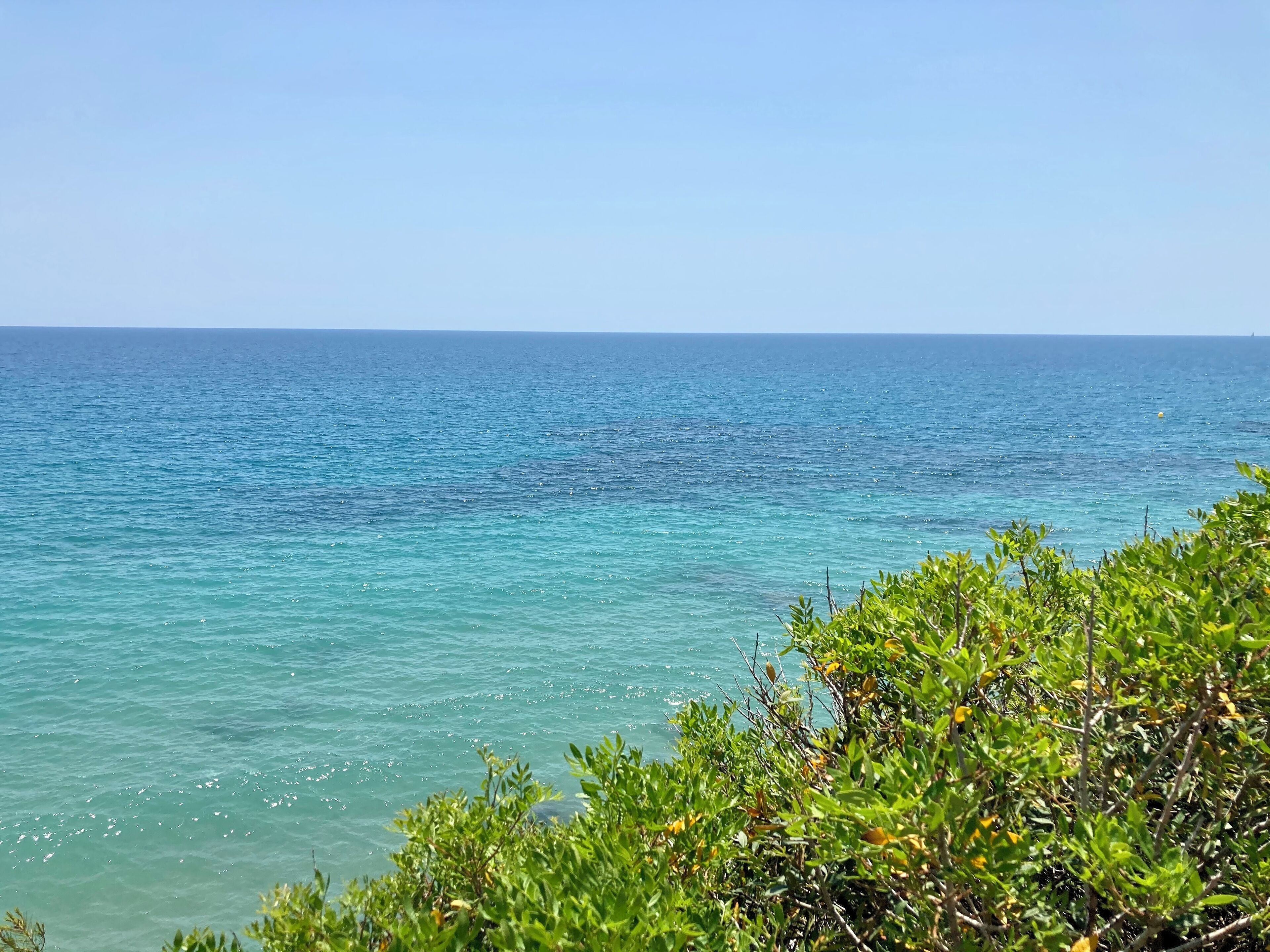 Une vue sur l’océan, avec une eau limpide et un horizon lointain.