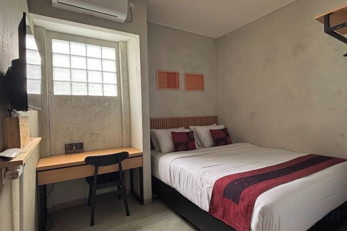 Desk, blackout drapes, iron/ironing board (on request), WiFi (free)