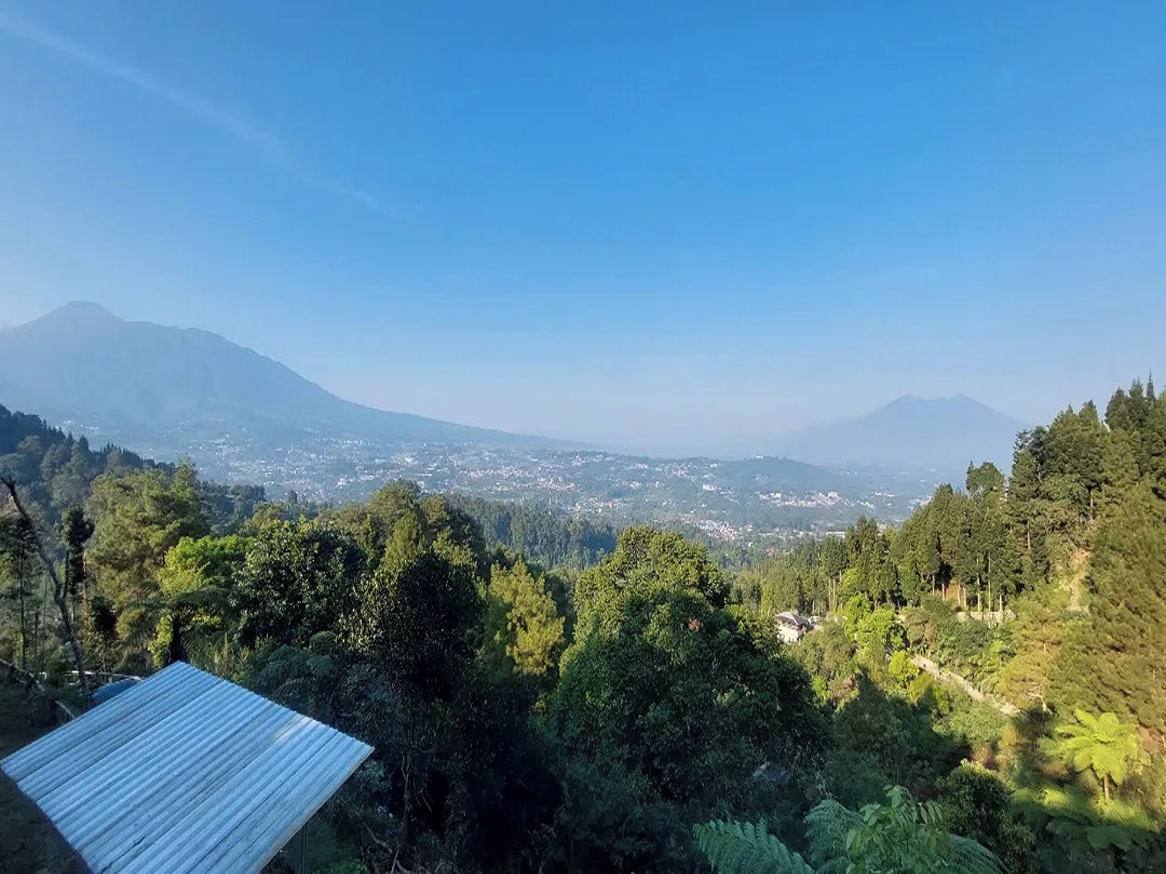 A mountainous landscape with a clear sky.