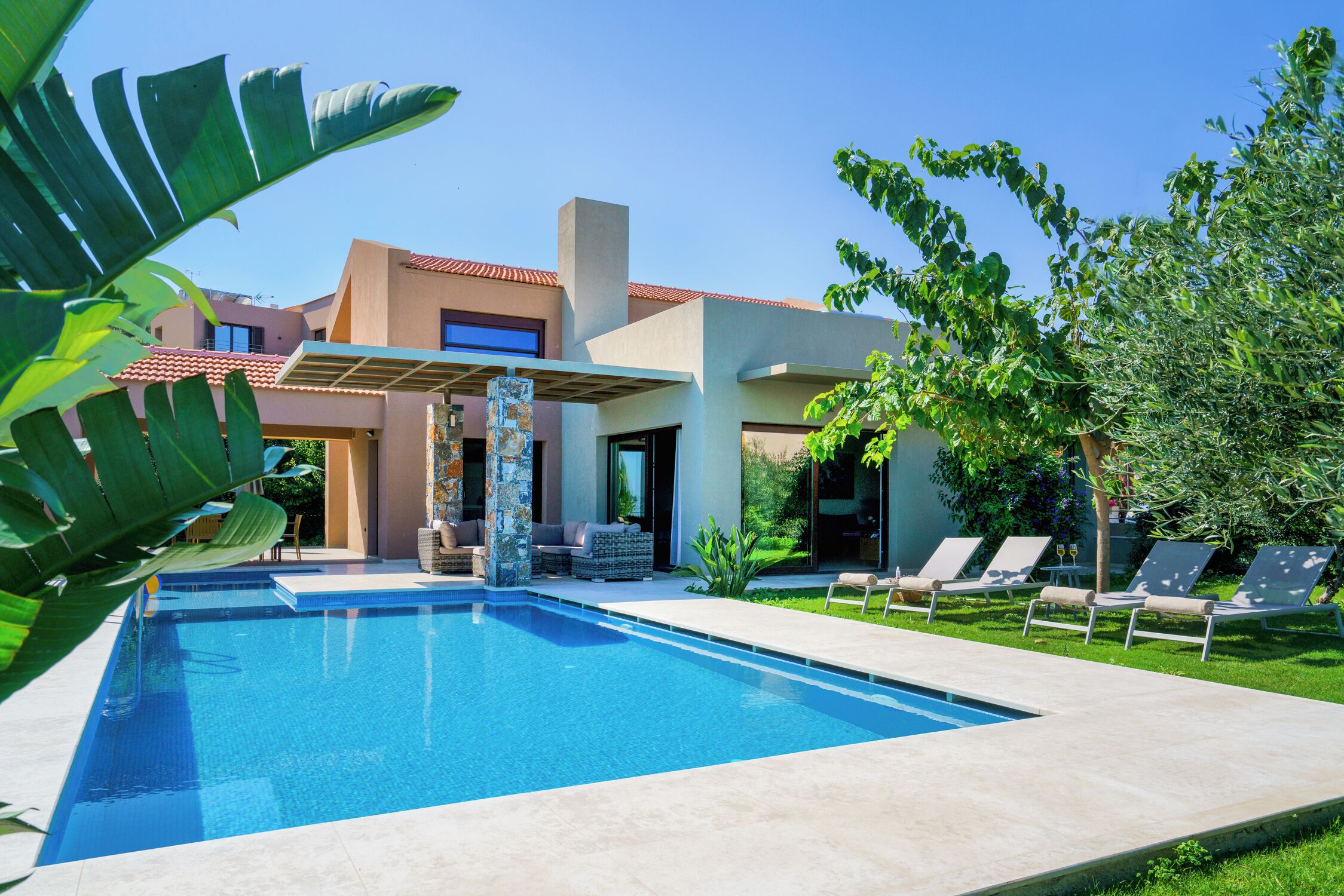 Villa Luxury, 3 camere da letto, piscina privata, vista mare | Terrazza/patio