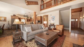 Smart TV, fireplace, foosball