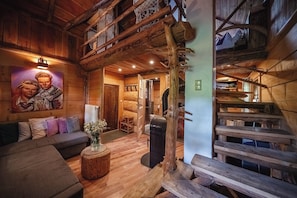 Chalet, 1 makuuhuone | Olohuone | Takka