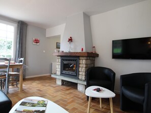 Televisión y chimenea