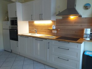 Fridge, microwave, dishwasher