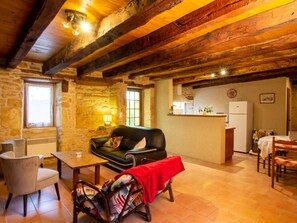 TV, fireplace - Charming rustic stone house near Sarlat (Marcillac-Saint-Quentin)