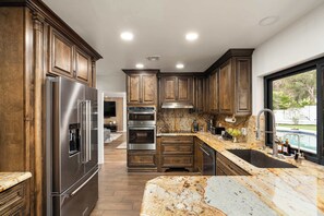 Fridge, microwave, oven, stovetop - Modern Wellness Oasis w/ Sport Court, Gym & Spa (Scottsdale)