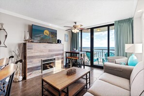 TV, fireplace - Meridian Plaza 804 - Oceanfront! (Myrtle Beach)
