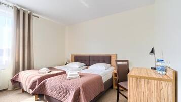 Desk, blackout drapes, iron/ironing board, free WiFi