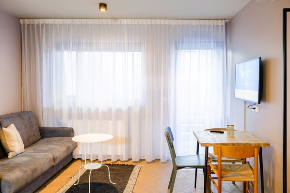 TV, offices - Saga Studio for 2 guests in Downtown basement Steinn (Reykjavík)