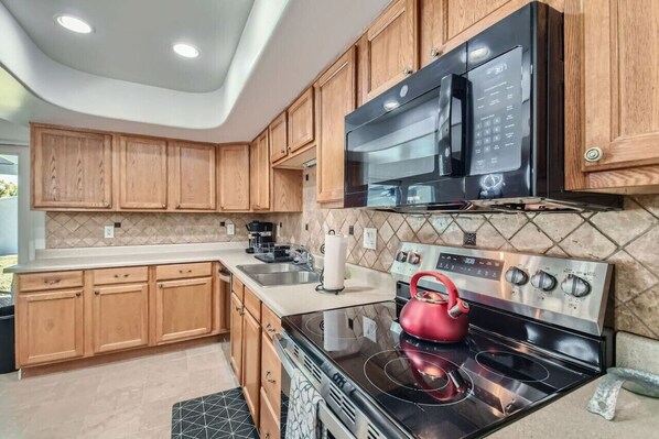 Microwave, oven, stovetop, dishwasher