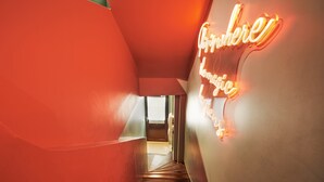 A modern interior with a neon sign reading "Where to find the best." - Charming Studio Center of Paris (Paris)