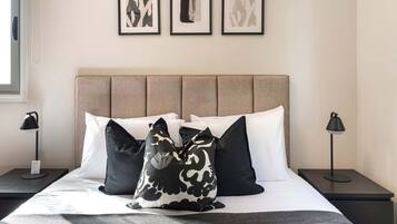 Luxury Apartment, City View | 2 bedrooms, in-room safe, blackout drapes, iron/ironing board