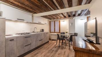 Fridge, microwave, dishwasher, electric kettle