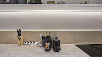 Apartment | Private kitchen | Fridge, microwave, coffee/tea maker, electric kettle