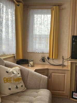 Cabin | Living area | Fireplace - Pet Friendly 2 Bedroom Caravan Clarach Bay (Aberystwyth)