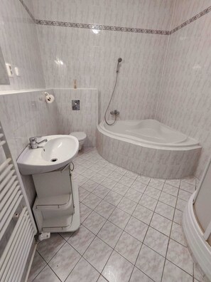 Dusche, Handtücher, Toilettenpapier