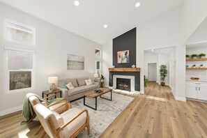 Fireplace, video games, books