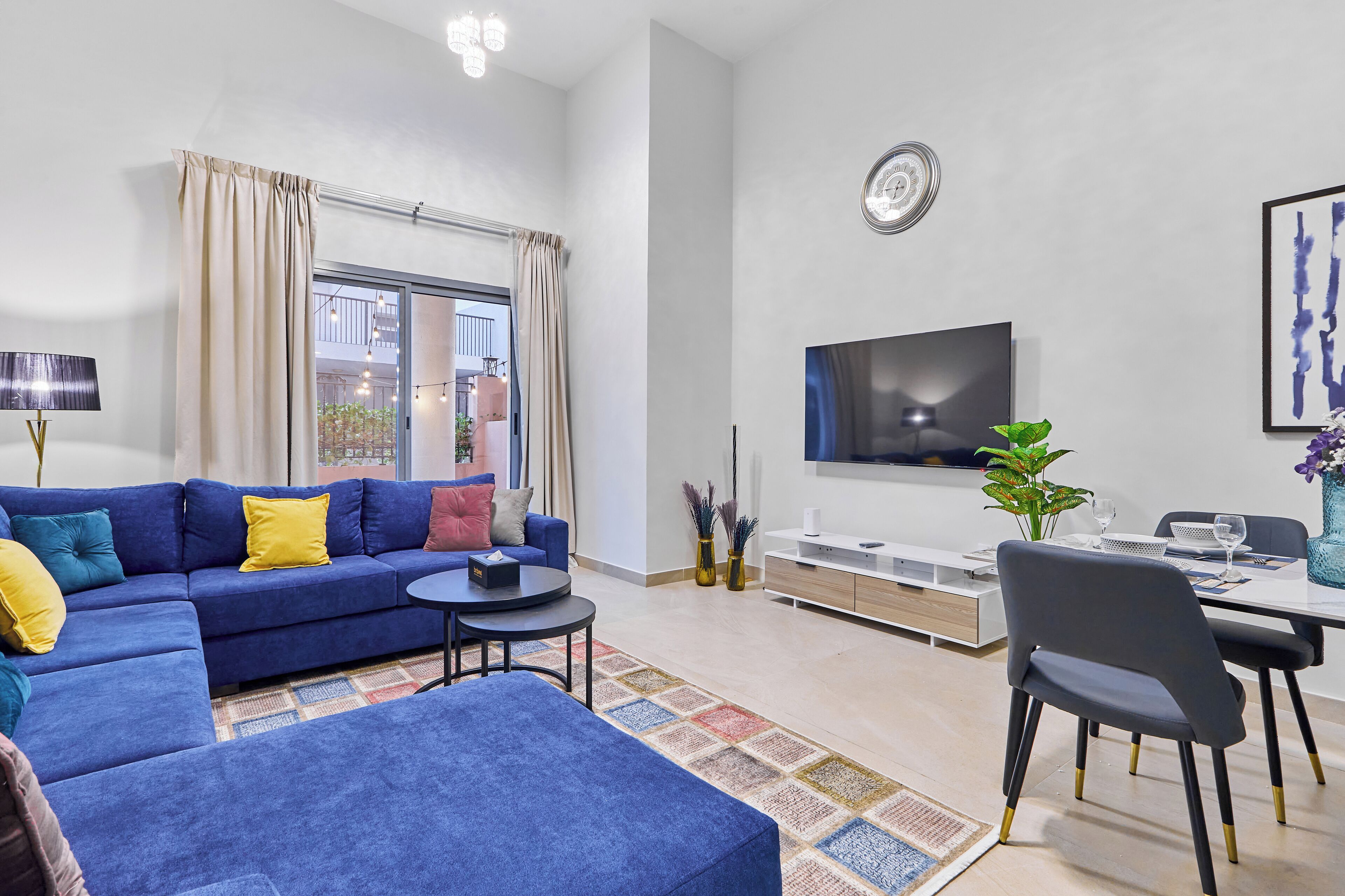 Premium Apartment, 1 King Bed | Living room | 60-inch Smart TV with cable channels