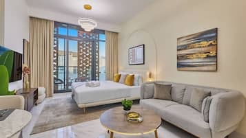 Premium studio, 1 kingsize bed | Luxe beddengoed, een kluis op de kamer, een strijkplank/strijkijzer