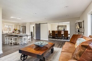 TV, fireplace, table tennis, computer monitors