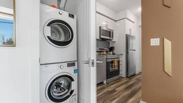 Fridge, microwave, oven, dishwasher