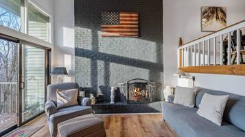 TV, fireplace, offices