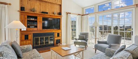 TV, fireplace, DVD player, stereo