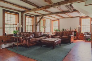 Télévision, cheminée, espaces bureaux