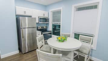 Fridge, microwave, oven, coffee/tea maker