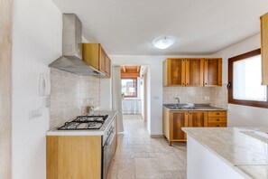 Fridge, oven, stovetop, electric kettle