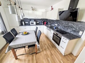 Fridge, microwave, oven, dishwasher